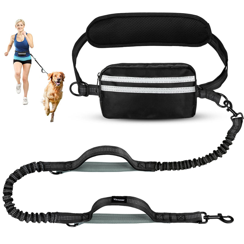 Yicostar Hands-Free Dog Leash – Retractable Bungee Waist Leash with Pouch