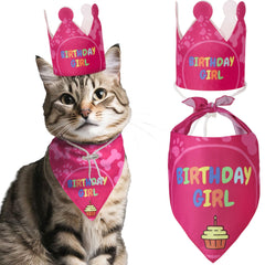 Cat Birthday Hat, Crown & Bandana Set – Party Outfit for Cats