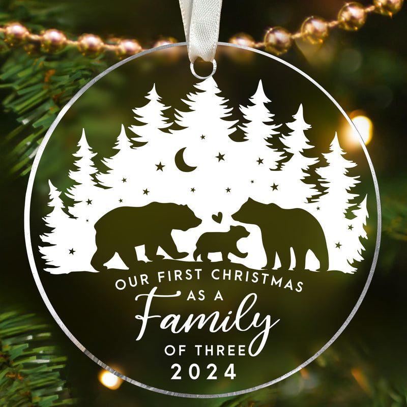 Family Christmas Ornaments 2024 - New Mom and Dad Gifts First Time 2024 - Our First Christmas as a Family of 3 Ornament - Baby First Christmas Ornament - Acrylic 1st Xmas Tree Family Ornament 2024