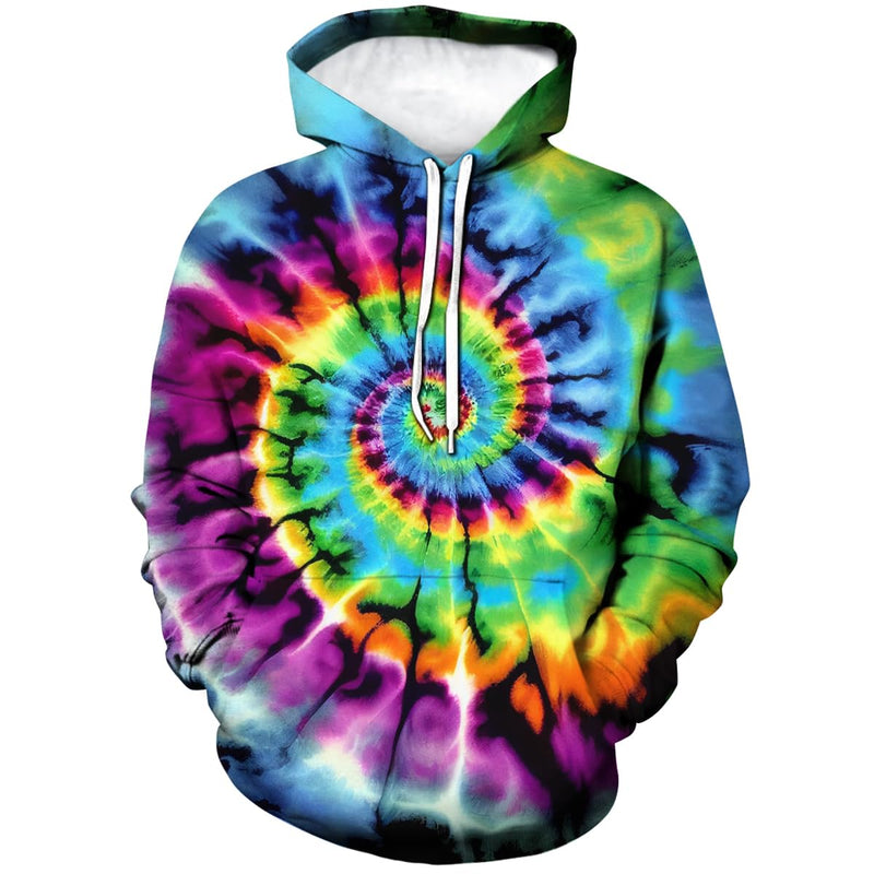 TiwBski Novelty Tie Dye Style Hoodies for Men Spiral Streak Print Sweatshirt PulloverMulticolor2L