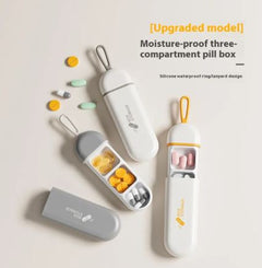 Mini Portable Pill Organizer Storage Box – Compact 3-Grid Medicine Case (ABS & Silicone)