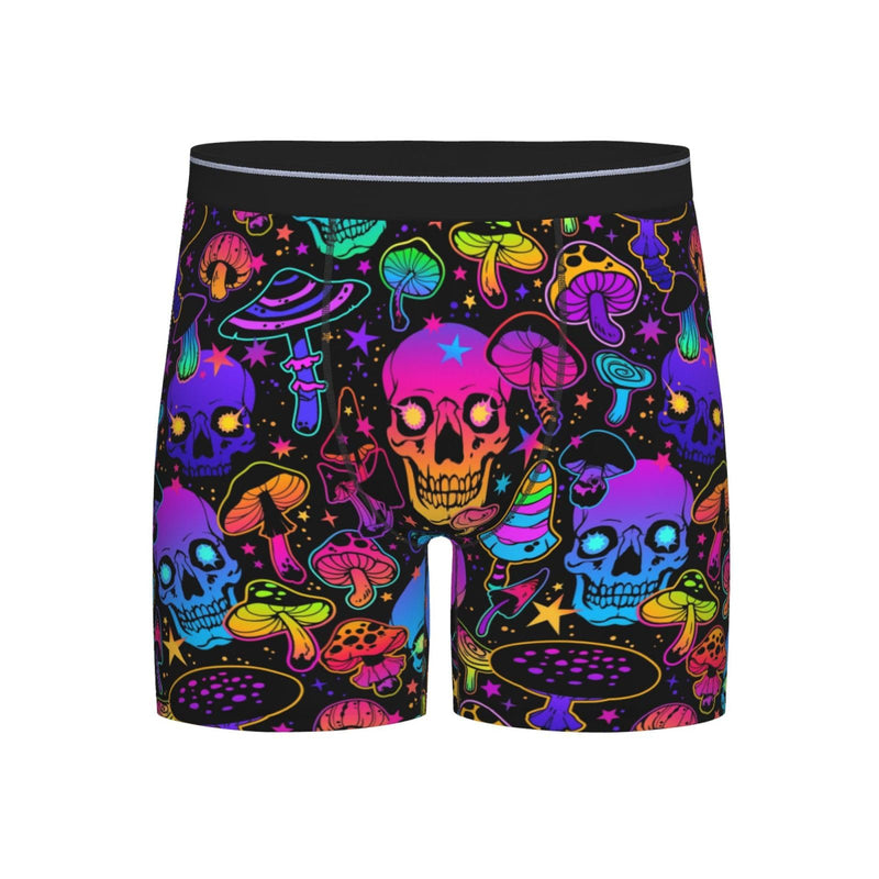 FeHuew Mushroom Skull Funny Boxer Brief For Men Breathable Stretch Underwear Fun Novelty Gift Large