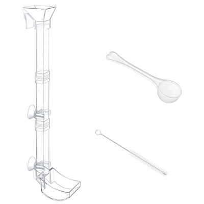 Aquarium Fish Shrimp Feeding Dish Set Clear Fish Feeder Tube and Dish with Cleaning Brush and Measuring Spoon for Feeding Shrimp and Preventing Food Scattering Feeding Supplies for Shrimp Large