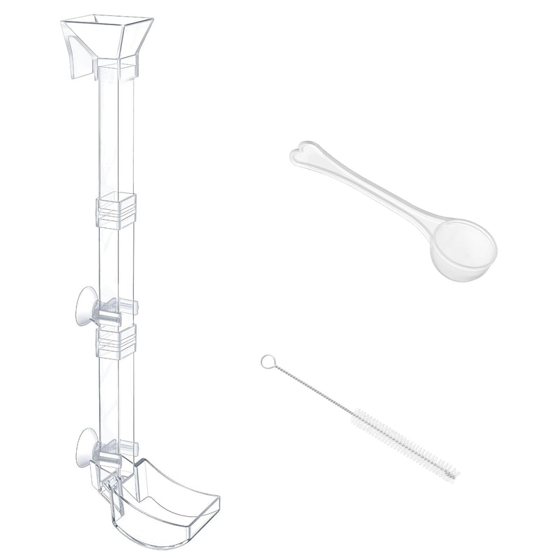 Aquarium Fish Shrimp Feeding Dish Set Clear Fish Feeder Tube and Dish with Cleaning Brush and Measuring Spoon for Feeding Shrimp and Preventing Food Scattering Feeding Supplies for Shrimp Large