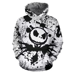 Opeybews Nightmare Before Christmas Jack Sally Novelty Hoodie 3D Print Sweatshirts (XL White)