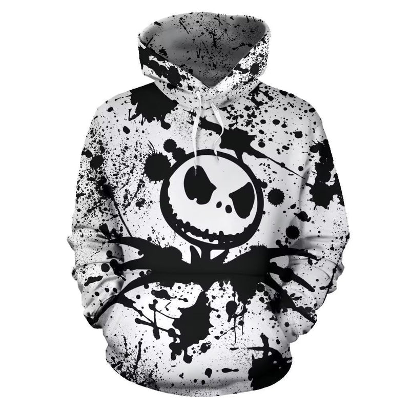 Opeybews Nightmare Before Christmas Jack Sally Novelty Hoodie 3D Print Sweatshirts (XL White)