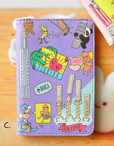 Cartoon Print Passport Organizer Wallet