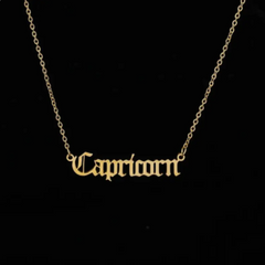 12 Zodiac Stainless Steel Pendant Necklace with Gold Chain