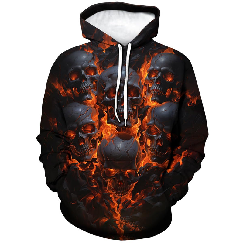 TiwBski Mens Novelty Skull Print Hoodies Sweatshirt Pullover with PocketOrange2L