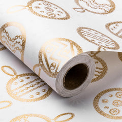RUSPEPA Christmas Wrapping Paper Roll - Mini Roll - Gold Christmas Ball Pattern Great for Christmas Holiday Party and More - 17 Inches X 32.8 Feet