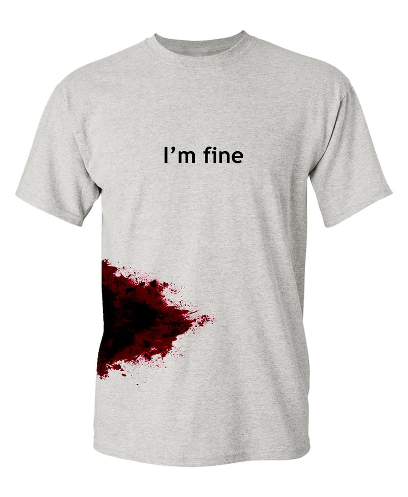 Im Fine Zombie Halloween Graphic Novelty Sarcastic Funny T Shirt XL Ash Grey