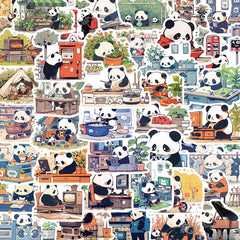 Cute Panda Stickers 50 Pieces Vinyl Waterproof Decals for Scarpbook Water Bottles Laptop Phone Skateboard Guitar Party Favors Back to School Gift for Kids Teens