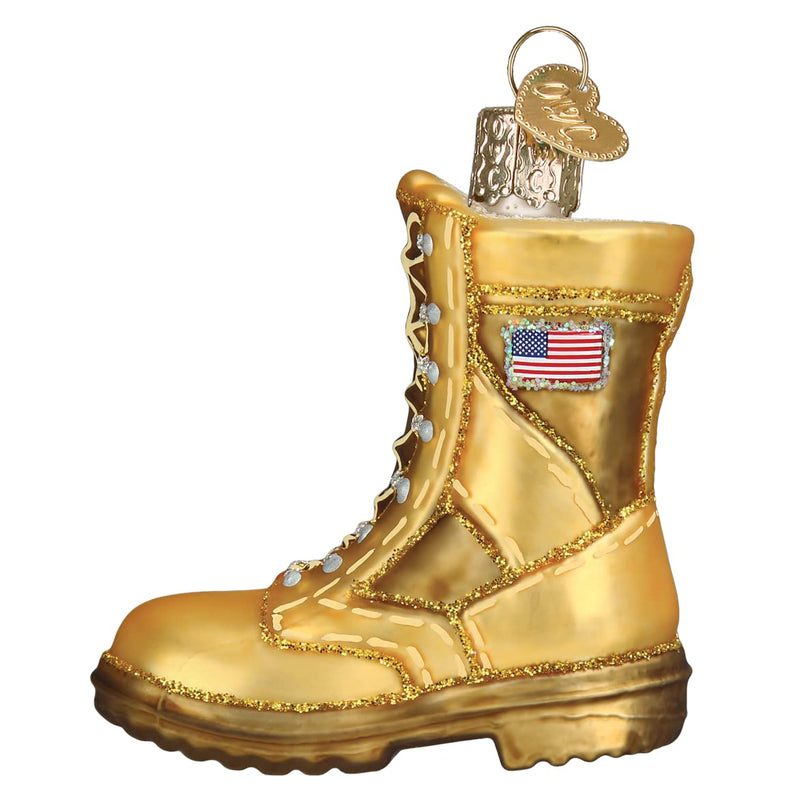 Old World Christmas Military Boot Glass Blown Ornament for Christmas Tree