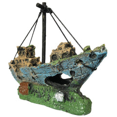 SLOCME Aquarium Resin Boat Ornament - Fish Tank Shipwreck Decorations Sunken Ship OrnamentAquarium Ornament for Freshwater Saltwater Tanks