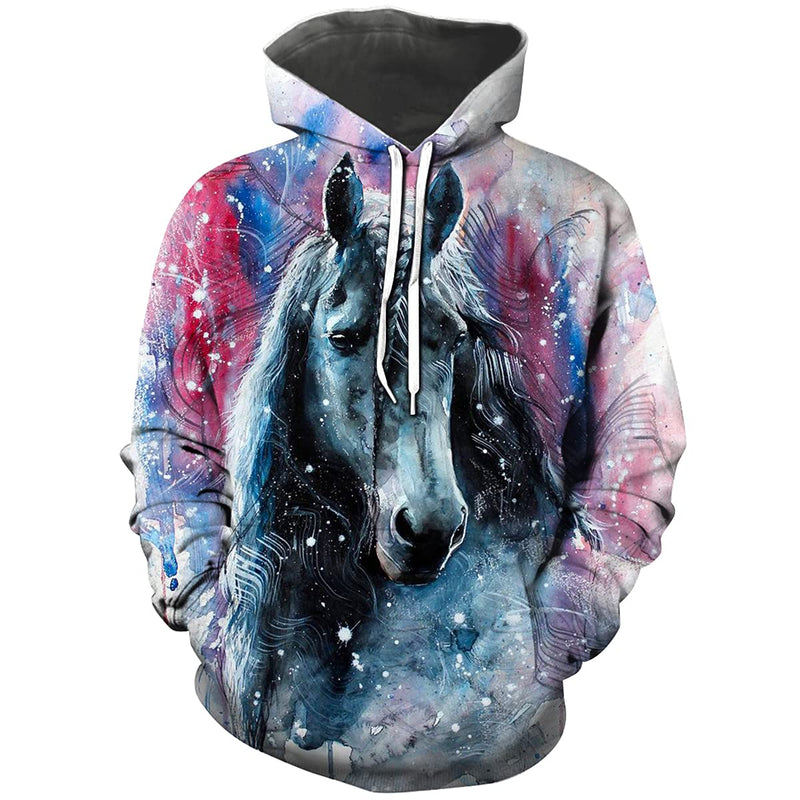 TiwBski Unisex Horse Creative 3D Printed Hoodie Novelty Animal Print Hoodies SweatshirtMulticolor14XL