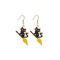 Halloween Novelty Cartoon Bat Cat Earrings for Women