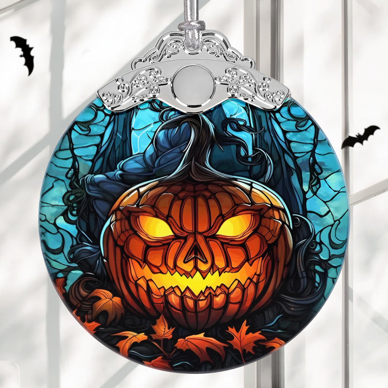 Horrible Pumpkin Glass Ornament