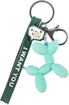 PawsFourLove Cute Balloon Animal Dog Novelty Keychain (Green)