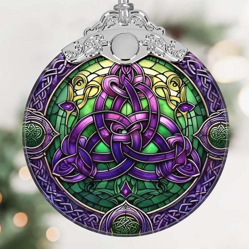 Celtic Knot Christmas Ornament Stained Glass Hanging Ornament Christmas Tree Ornaments Christmas Decoration Holiday Ornament Celtic Knot Home Decor Gift Exchange Gift Idea