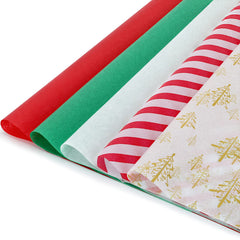 120 Sheets Christmas Tissue Paper for Gift Bags Christmas Wrapping Paper Bulk Assorted Design Gift Xmas Tissue Paper Red Green White Tissue Paper for Holiday Crafts (Gold Xmas Tree)