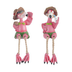 Novelty Shelf Sitters with Dangling Legs for Home décor (2 Pink Flamingos)