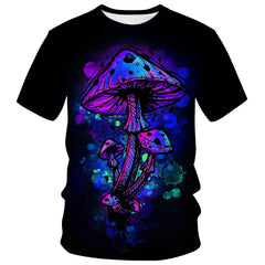 Lurhonp Mens Hippy Mushroom T-Shirt Novelty Graphic Fashion Tee ShirtsBlack2XL