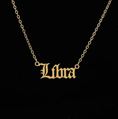 12 Zodiac Stainless Steel Pendant Necklace with Gold Chain
