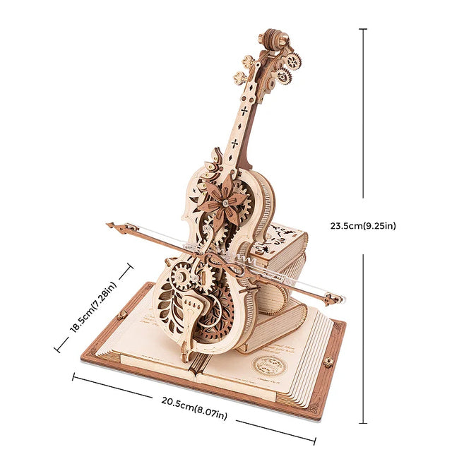 Mysterious Wooden Cello Mechanical Model DIY Gift Toy