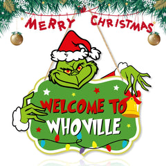 Christmas Decorations Hanging Signs Christmas Door Sign Merry Christmas Welcome to Whoville Sign for Holiday Xmas Door Decor Signs for Christmas Tree