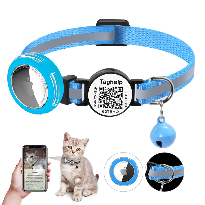 Waterproof AirTag Cat Collar | Breakaway QR Code Tag, Reflective & Personalized with Bell