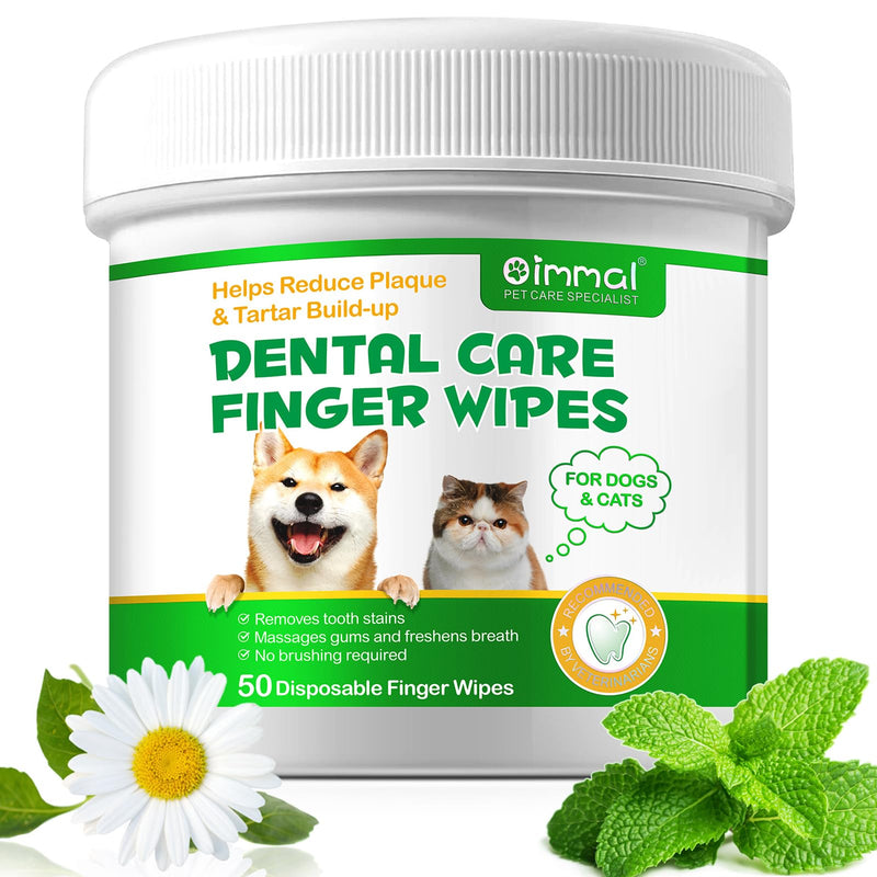RSGRT Pet Teeth Cleaning Wipes for Dogs & Cats Finger Dog Dental Wipes Breath Freshener Dog Teeth Cleaning Wipes Dog Tooth Brushing Kit Help Wipe Away Plaque & Tartar (50pcs)
