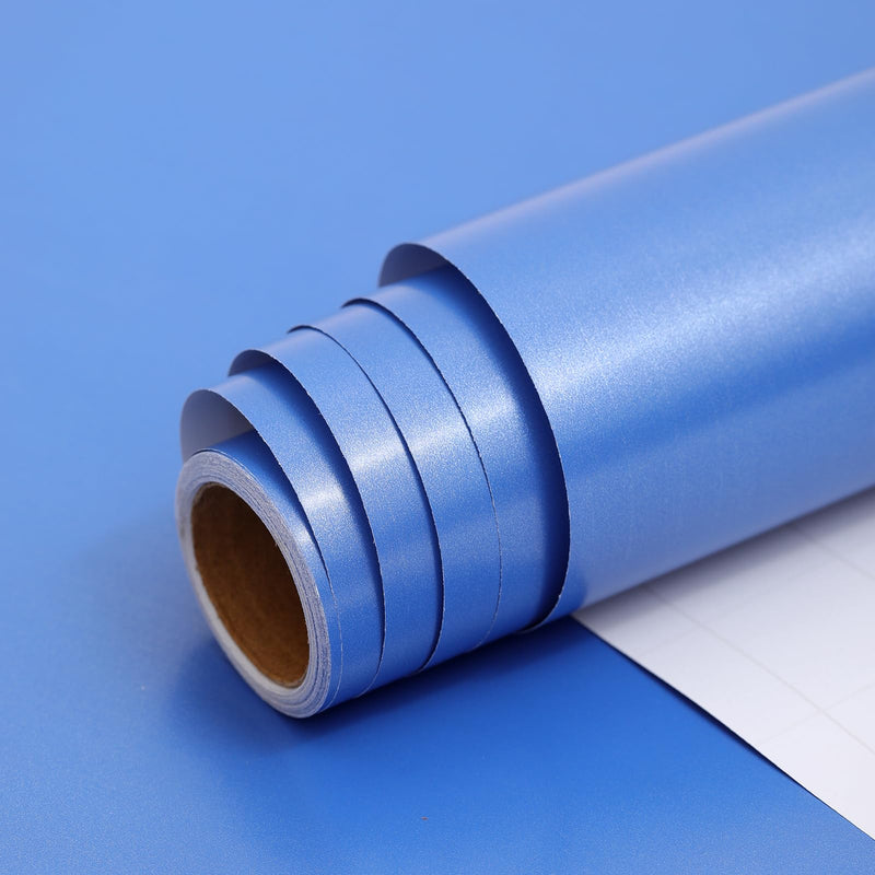 ZJHiome Blue Metallic Wrapping Paper Roll 43cm*10m Solid Color Matte Gift Wrapping Paper Perfect for Wedding Birthday Valentines Day Christmas Baby Shower Festive Decoration