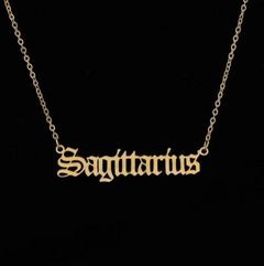 12 Zodiac Stainless Steel Pendant Necklace with Gold Chain