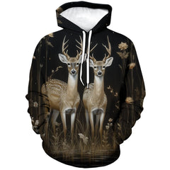 Srcnhim Novelty Deer Pattern Hoodie 3D Printed Sweatshirt Pullover for Men WomenMulticolor32XL