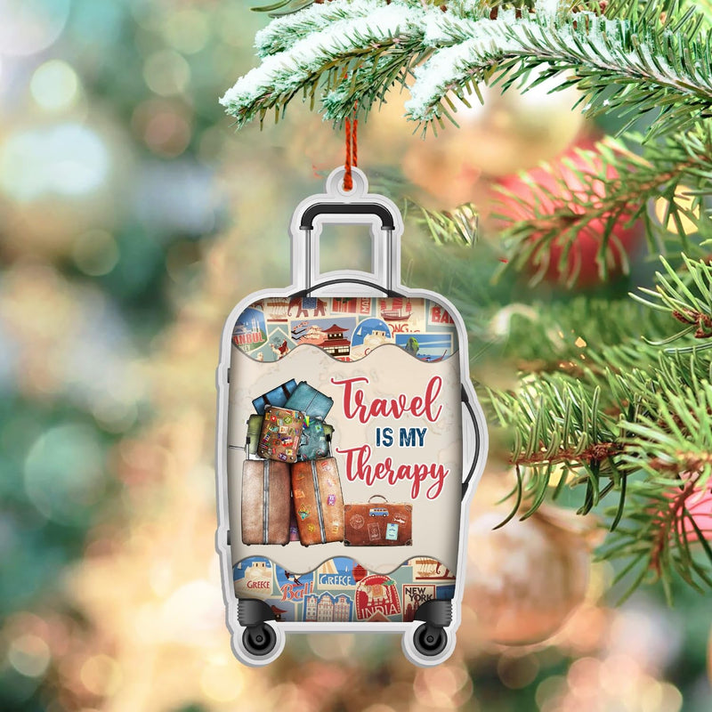 Traveling Christmas Ornament - Travel Ornament for Christmas Tree Decoration - World Traveler Aluminum Ornaments - Unique Gifts for International Travelers - Traveling Hanging Ornament Christmas 2024
