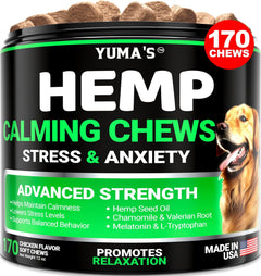 Hemp Calming Chews for Dogs – Natural Anxiety Relief, 170 Chicken Flavor Chews