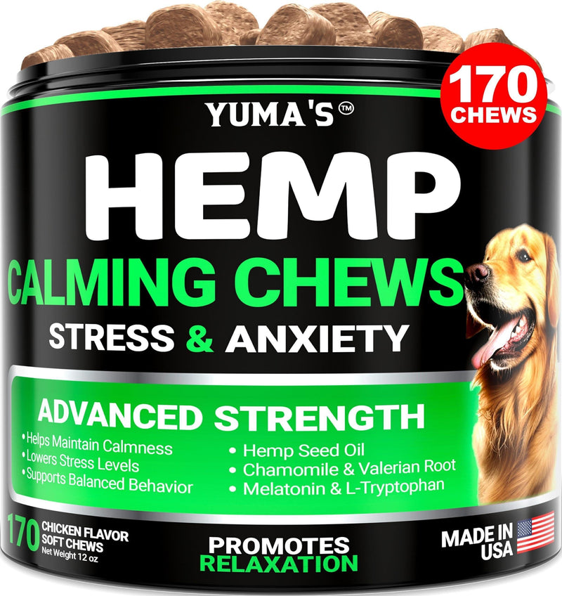 Hemp Calming Chews for Dogs – Natural Anxiety Relief, 170 Chicken Flavor Chews
