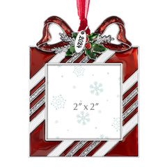 Mulumu 2024 Christmas Tree Gift Bag Ornament Picture Frame Metal Hanging Pendant Holiday 2" Photo Frame Charm Decorative of Pets Baby First Christmas Family (2024 Gift Bag)