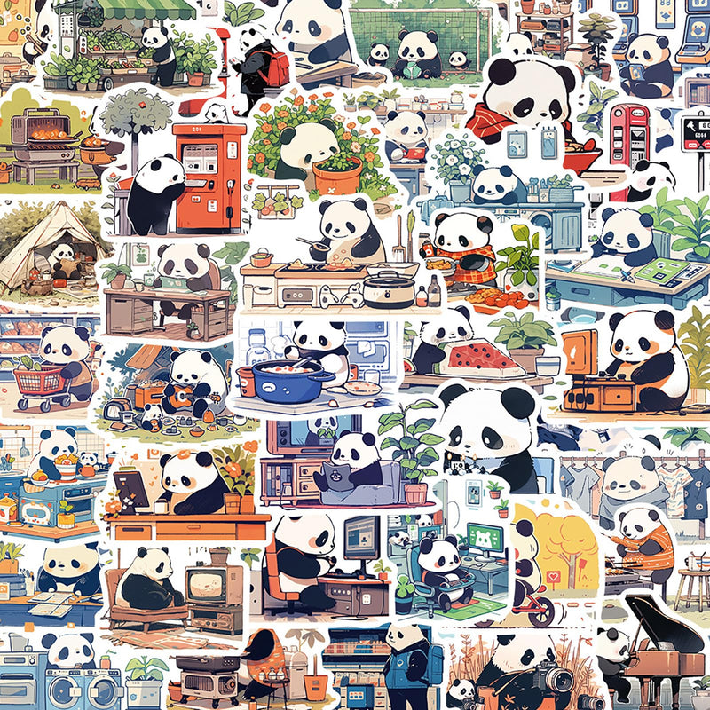 Cute Panda Stickers 50 Pieces Vinyl Waterproof Decals for Scarpbook Water Bottles Laptop Phone Skateboard Guitar Party Favors Back to School Gift for Kids Teens