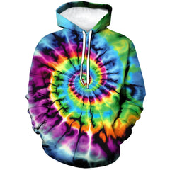 TiwBski Novelty Tie Dye Style Hoodies for Men Spiral Streak Print Sweatshirt PulloverMulticolor2L