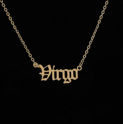 12 Zodiac Stainless Steel Pendant Necklace with Gold Chain