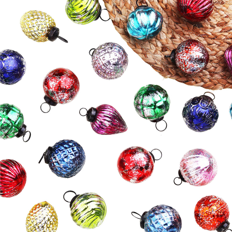 IndianShelf 24 Large Retro Vintage Christmas Ornaments Multi Glass Christmas Balls Unique Large Ornaments for Christmas Tree Halloween New Year Valentine Day Event & Wedding Party Decor- 2