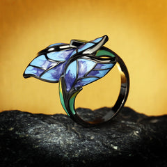 Butterfly Enamel Ring with Gem Accents