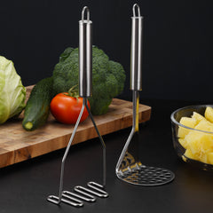 Manual Potato Masher, Round Hole or Wavy Style