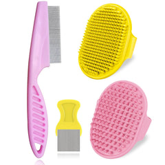 Pet Grooming Kit for Dogs & Cats – 4-Piece Brush, Comb & Tear Stain Set