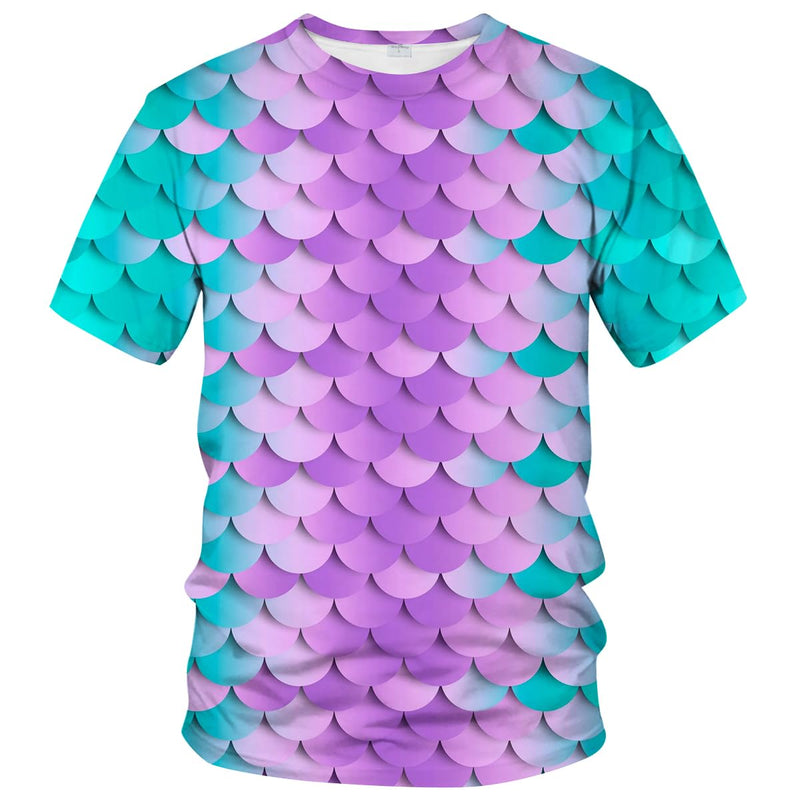 WHNBCW Novelty Fish Scale T Shirt Funny Striped Graphic Tee ShirtPinkM