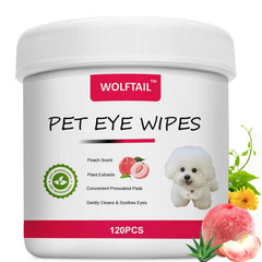 Wolftail Eyes Wipes for Dogs & Cats - Gently Remove Tear Stain Eye Debris Discharge - Pet Cleaning Grooming Deodorizing Wipes for Eyes Wrinkle Face - 120pcs