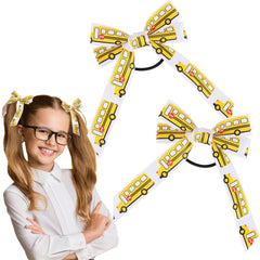Back To School Hair Ties Teacher Outfits Bow Elastic Hair Bands School Bus Rubber Bands for Girls Kids Toddler Ponytail Holders First Day of School Hair Accessories