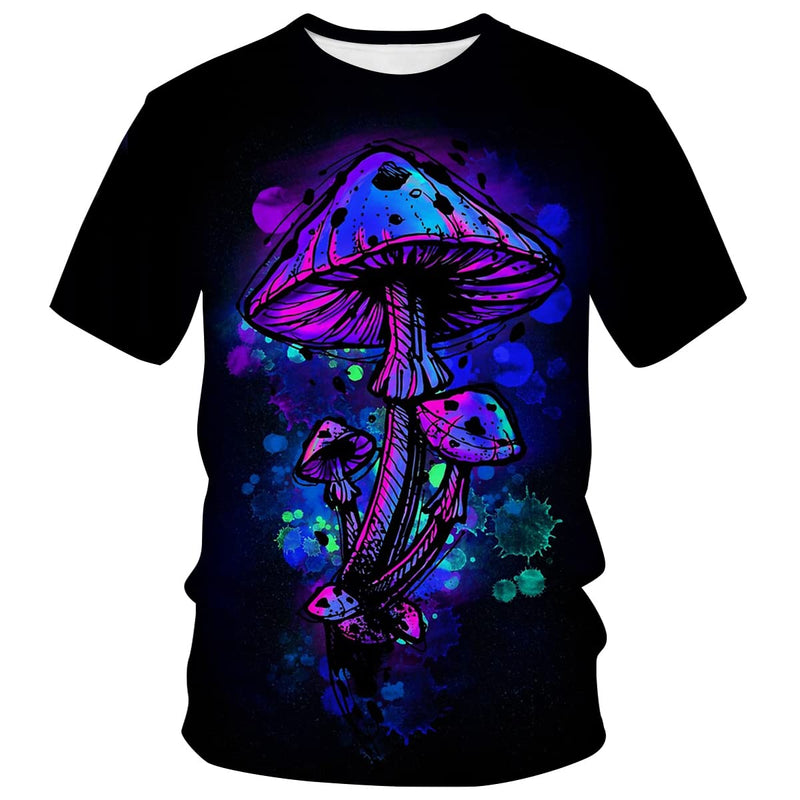 Lurhonp Mens Hippy Mushroom T-Shirt Novelty Graphic Fashion Tee ShirtsBlack2XL