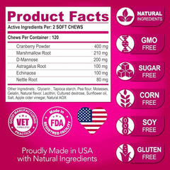 Dog UTI Treatment Cranberry Supplement for Dogs UTI Bladder Control 120 Chews